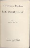 Ouvrages en langue étrangère Leaves from the note-books of Lady Dorothy Nevill Ralph Nevill