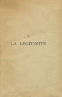 Autres De la LÃ©gitimitÃ© Hilaire Parent de Curzon